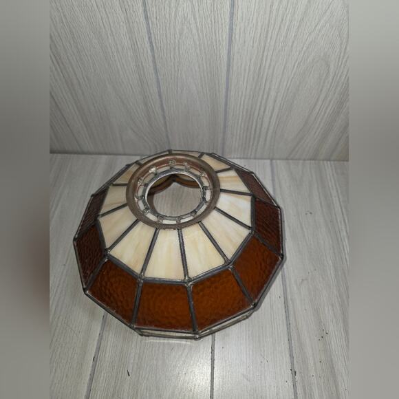 Vtg 70s Tiffaney Style Stained Glass Ceiling Hanging Light Fixture Bar Light - Picture 3 of 9
